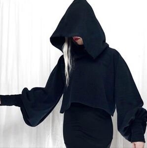 Nuit Atelier Clothing Bishop Sleeve Cropped Hoodie